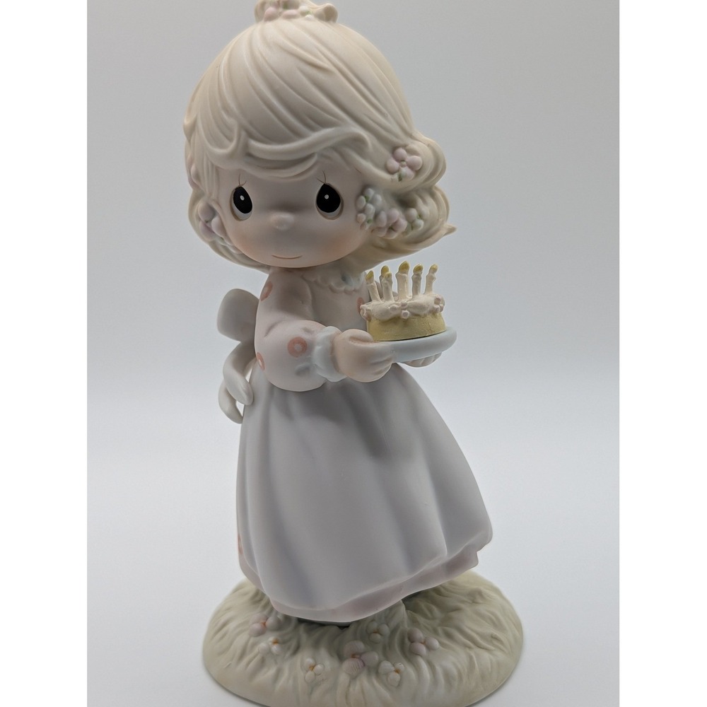 Precious Moments May Your Birthday Be A Blessing Girl with Cake Figurine